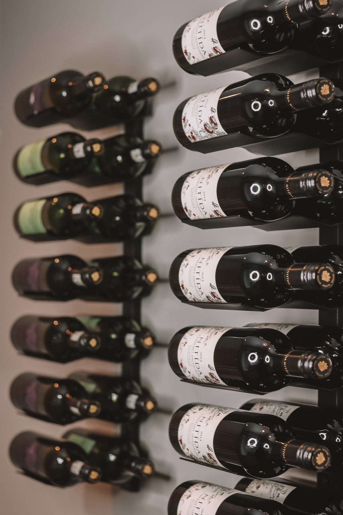 Wine Rack Spine 14 Bottle | Cradle Max Wall Display 700mm Black