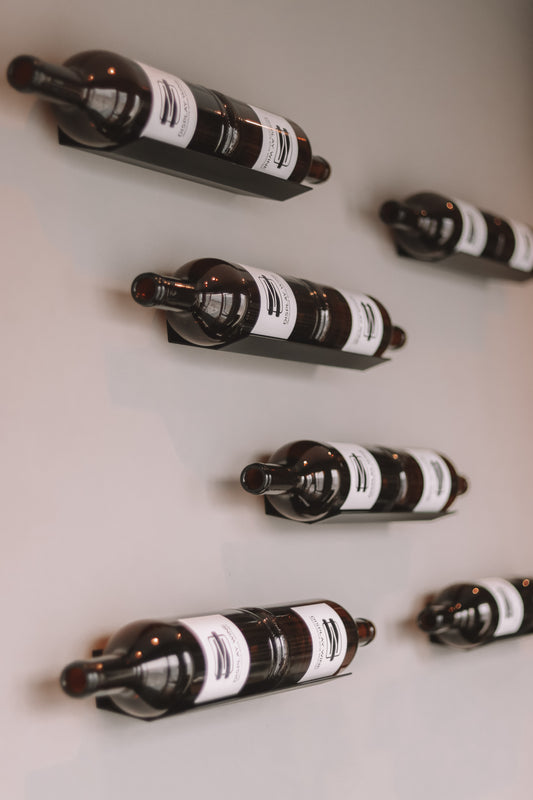 Wall Mounted Wine Cradle 2 Bottle | Black Aluminum Display - 10 Pack