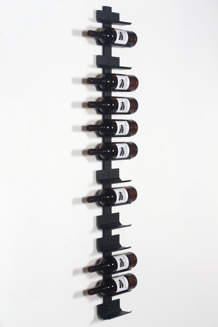 Wall Mounted Wine Rack 14 Bottle Display | 1400mm Black Spine Holder